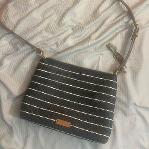 Fossil Fiona small black and white hearts